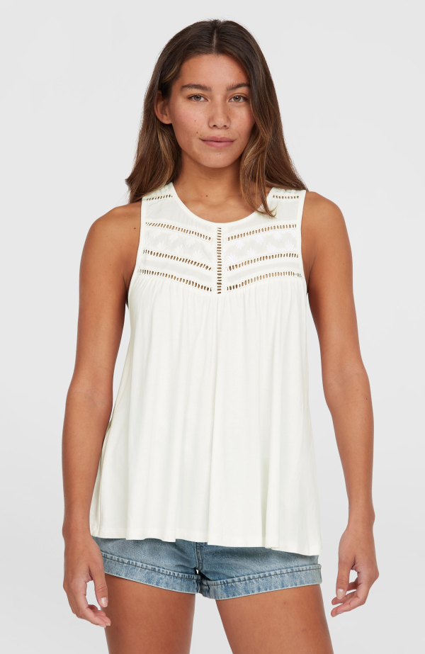O'Neill Essentials Tokeena Embroidery Tank - Snow White